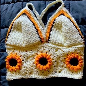 Crocheted Sunflower Halter Top